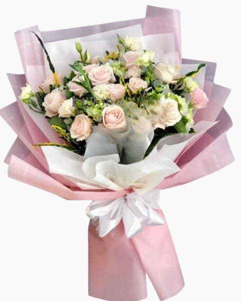 Mẫu Hoa Cát Tường: Thanh Khiết - HBD170 - Hoa Hồng 20/10 - Hoa Hồng Pastel và Hoa Cát Tường