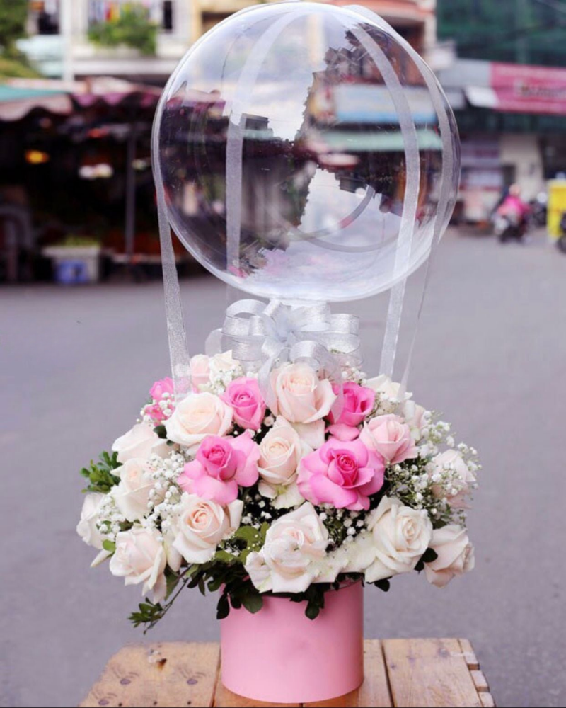  Hoa Bong Bóng Mix Hồng Pastel - HBB02 - Hoa tặng mẹ 