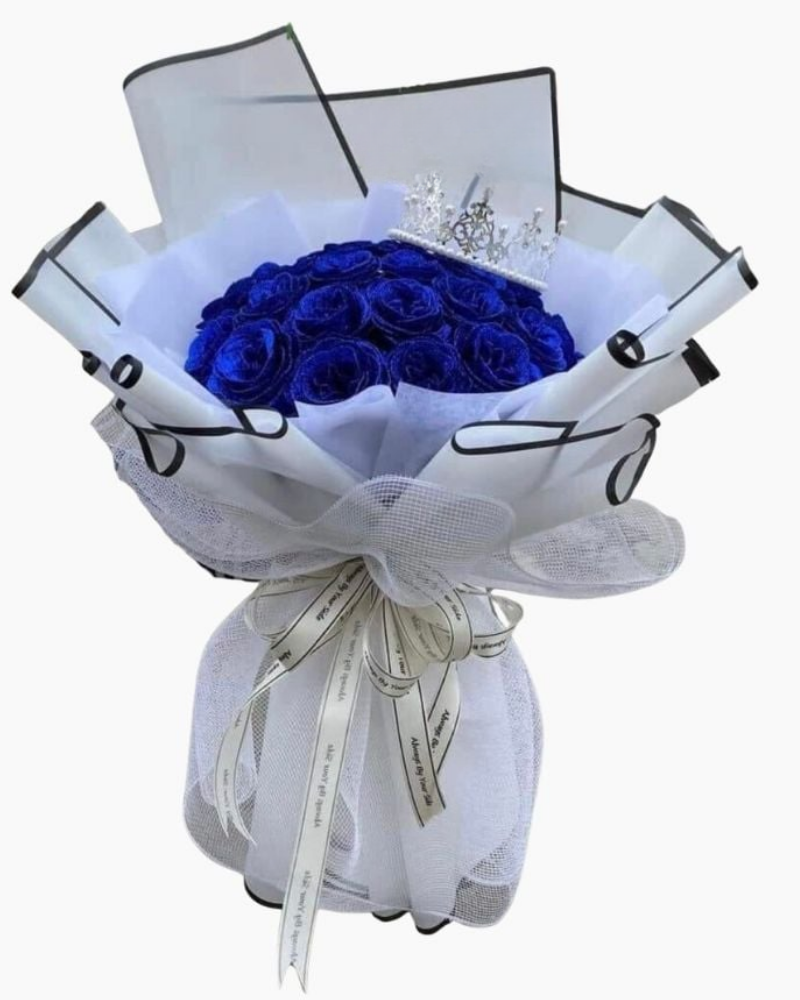  Naiad - HST37 - Bó Hoa Hồng Xanh Kim Tuyến 20 Bông 