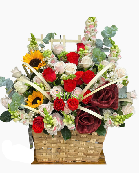 Giỏ Hoa Khai Trương để bàn đẹp: Giỏ Hoa Sắc Màu - HG86