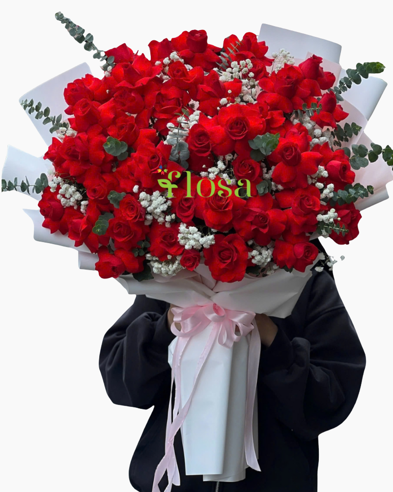  Bó Hoa Đỏ Rượu Vang - HBT100 