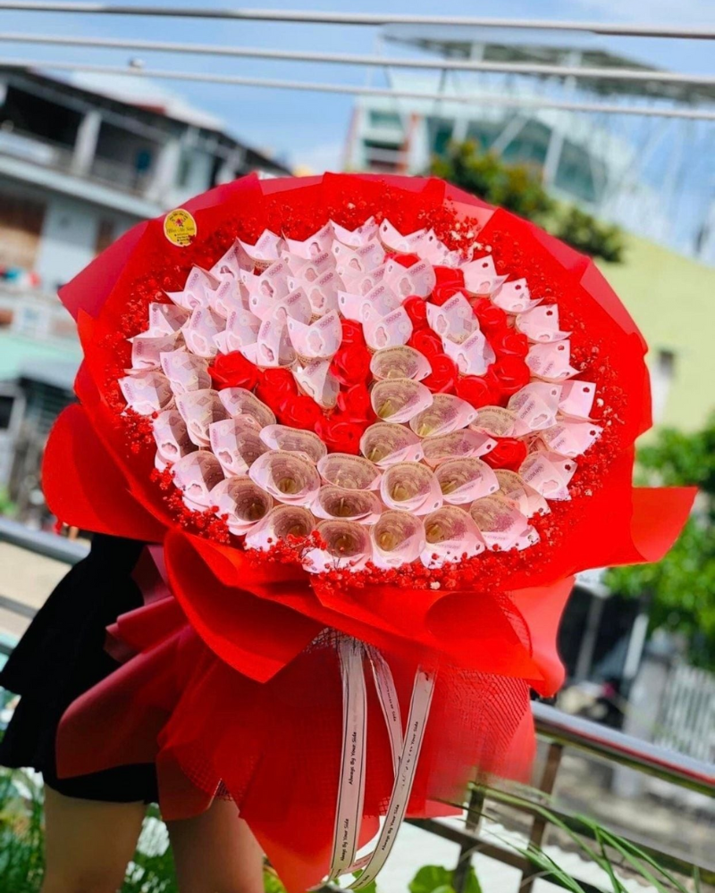  Bó Hoa Tiền 50k Mix Hoa Chữ Vợ - BT23 