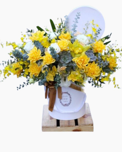 Mẫu Hộp Hoa Tươi Cao Cấp, Sang Trọng - Hoa Hồng Cắm Hộp Đẹp Nhất: Gold Love - HH23 - Ngày Của Mẹ