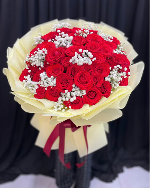 Mẫu Hoa Hồng 8/3 Đẹp, Ý Nghĩa Nhất Ngày Quốc Tế Phụ Nữ:  Bó Hoa Hồng Đỏ Tươi - HBT108 