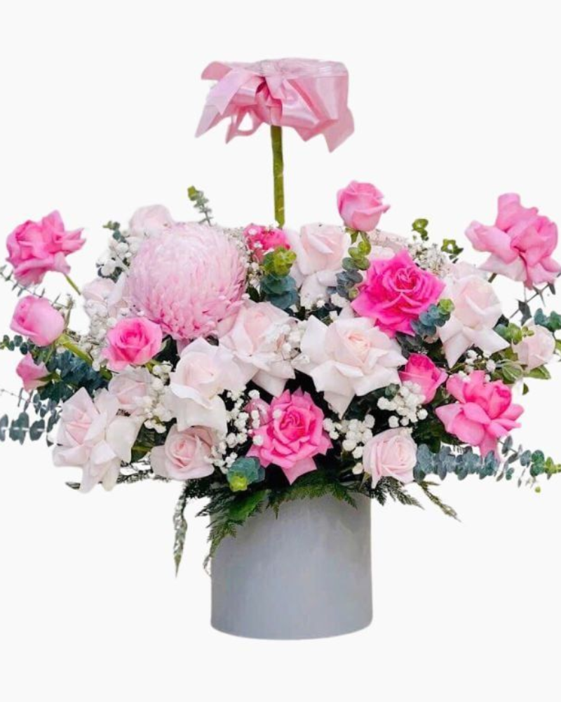  Hộp Hoa Bong Bóng Tone Hồng - HBB09 