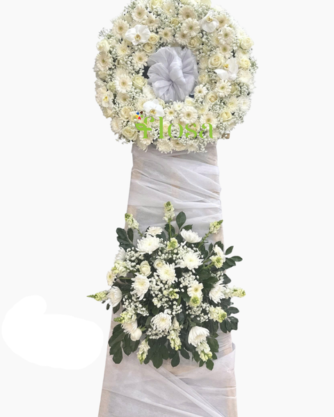 Mẫu Bó Hoa Bằng Tiền 500k Đẹp, Sang Chảnh Nhất: Vòng Chia Buồn - HTL179