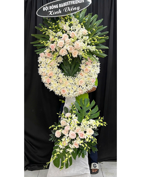 Mẫu Bó Hoa Bằng Tiền 500k Đẹp, Sang Chảnh Nhất: Vòng Chia Buồn - HTL182