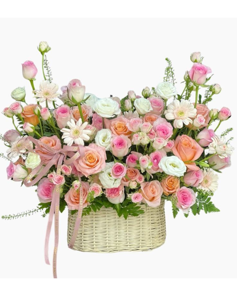 Hoa 20/10 đẹp tặng người yêu, vợ, mẹ: Hoa Giỏ Nụ Cười Của Em - Hoa 20/10 - HG66