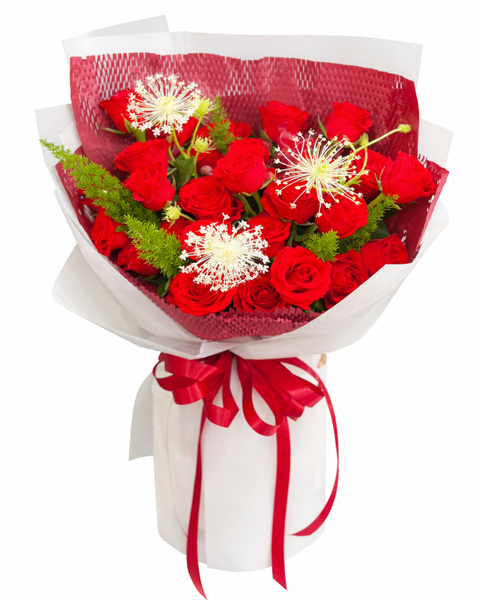 Mẫu Hoa Bó Dài: Bó Hoa Đỏ Duyên - HBD363