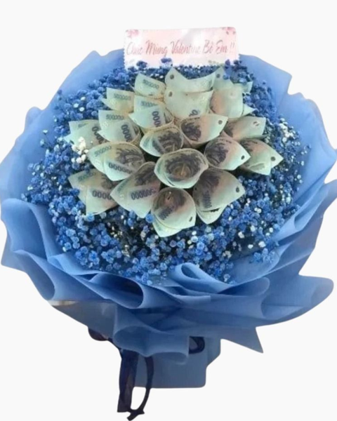 Hoa tặng người yêu đẹp nhất, bó hoa tặng bạn gái lãng mạn ý nghĩa: Bó Hoa Tiền Blue Ocean - BT31 - Hoa 8/3