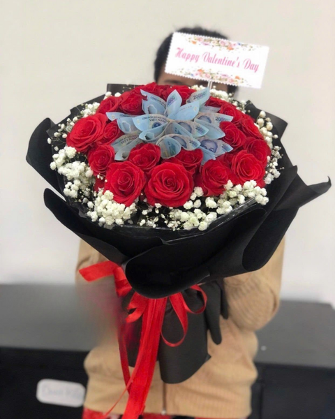 Hoa tặng người yêu đẹp nhất, bó hoa tặng bạn gái lãng mạn ý nghĩa: Flowers Money - BT30 - Hoa 8/3