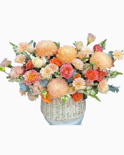 Giỏ Hoa Khai Trương để bàn đẹp: Giỏ Hoa Cam Nồng - HG94