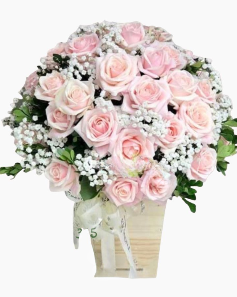  Hồng Thương - HCH53 - Hoa Hồng 20/10 - Hộp Hoa Hồng Pastel và Hoa Baby 