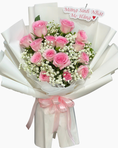 Hoa 20/10 đẹp tặng người yêu, vợ, mẹ: Bó Hoa Sắc Hồng Dịu Dàng - Hoa 20/10 - HBD306