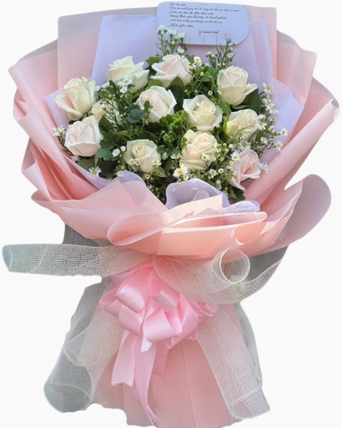 Bó Hoa 8/3 Tặng Vợ Đẹp Ý Nghĩa, Được Phái Nữ Yêu Thích Nhất: Bó Hoa Pastel Gentle Pink - HBD270