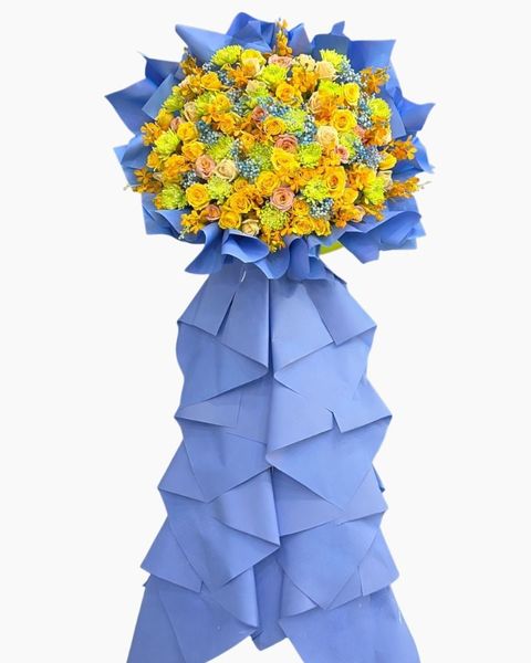 Hoa Chúc Mừng - Mẫu Lẵng Hoa, Kệ Hoa, Bó Hoa Đẹp Nhất: Kệ Hoa Xanh Dương - HCM112