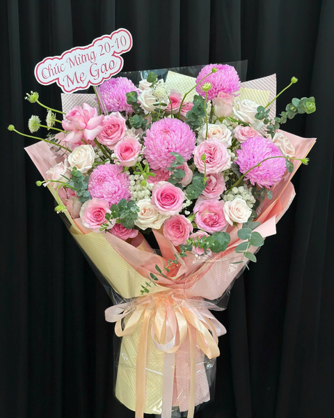 Bó Hoa 8/3 Tặng Vợ Đẹp Ý Nghĩa, Được Phái Nữ Yêu Thích Nhất:  Bó Hoa Hồng Tâm - HBD336 