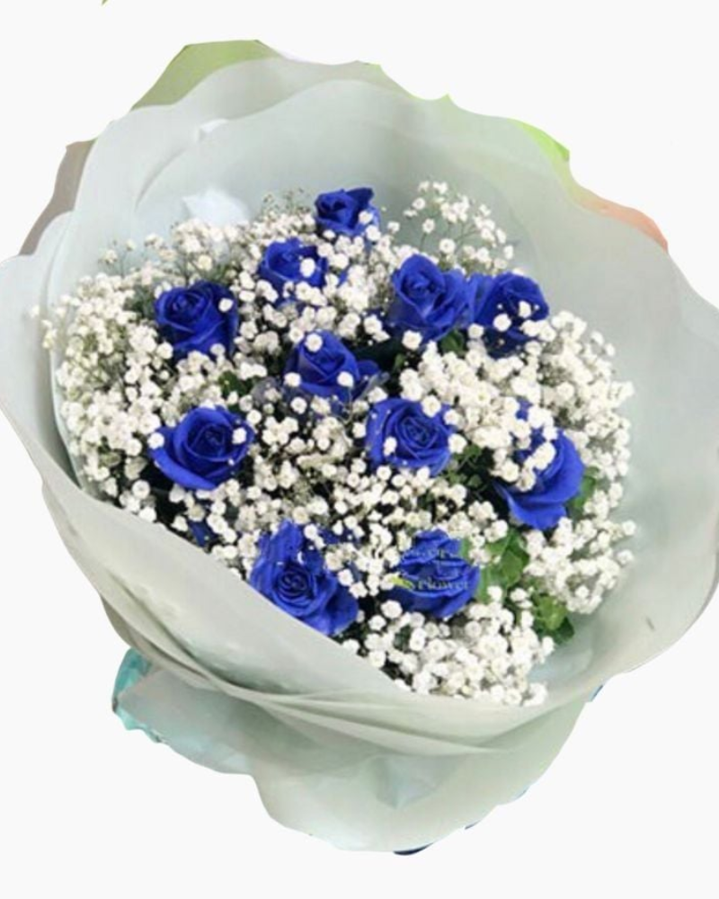  My Sky - HBT37 - Hoa 20/10 - Bó Hoa Hồng Xanh và Hoa Baby 