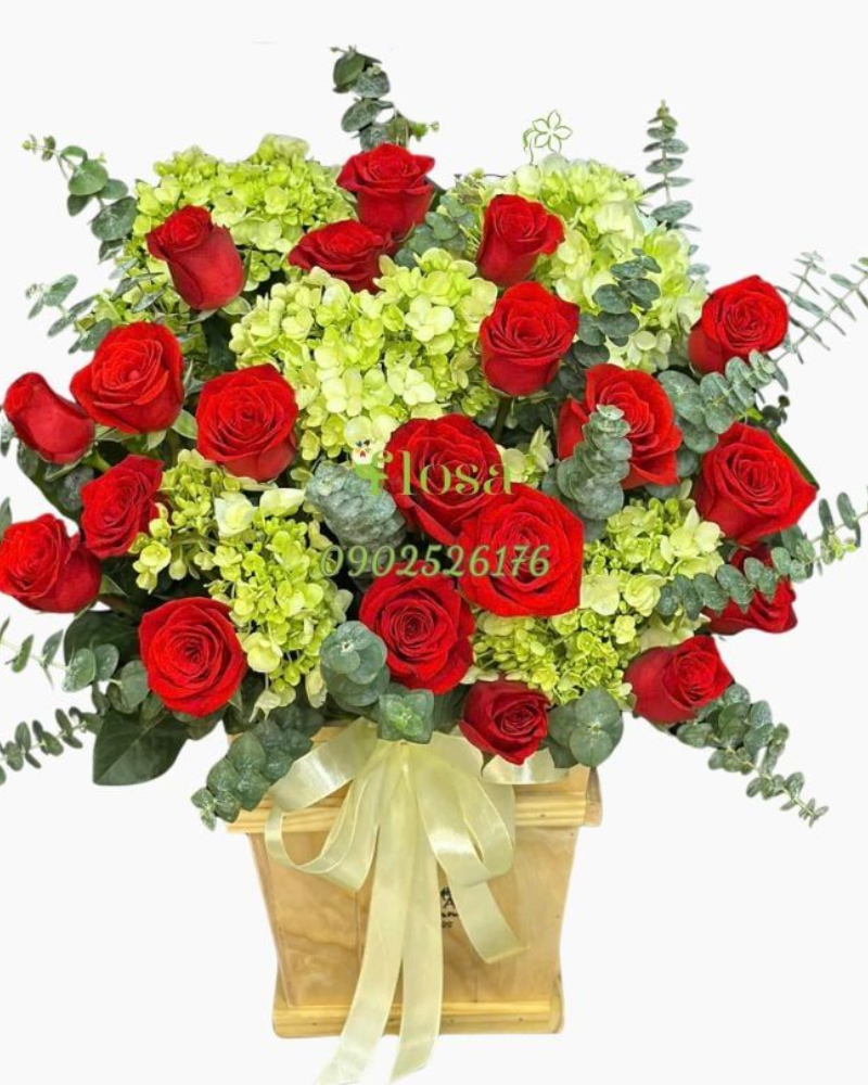 Hộp Hoa Lộc Phát Đỏ Rực - HCH118 