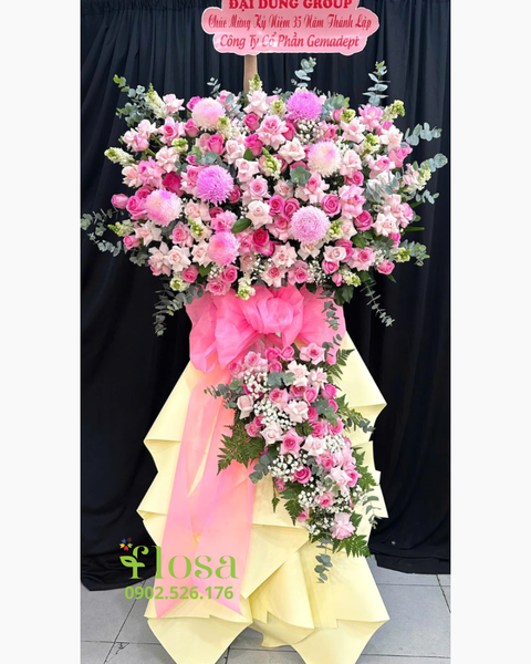 Hoa Chúc Mừng - Mẫu Lẵng Hoa, Kệ Hoa, Bó Hoa Đẹp Nhất: Kệ Hoa Hồng Phát - HCM92