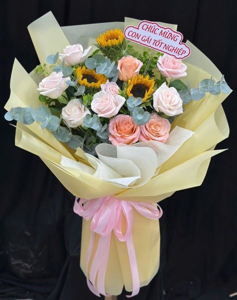 Hoa tặng người yêu đẹp nhất, bó hoa tặng bạn gái lãng mạn ý nghĩa: Bó Hoa Ánh Dương - HBD374