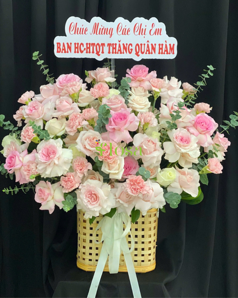 Giỏ Hoa Khai Trương để bàn đẹp: Giỏ Hoa Dịu Dàng - HG84