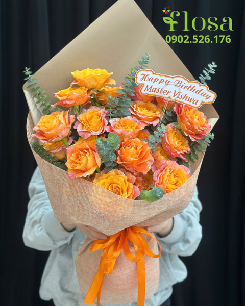 Mẫu Hoa Bó Dài: Bó Cam Nồng Cháy - HBD325