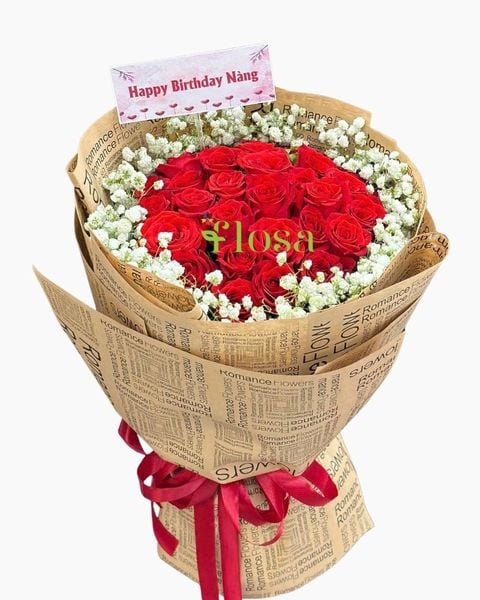 Mẫu Hoa Hồng 8/3 Đẹp, Ý Nghĩa Nhất Ngày Quốc Tế Phụ Nữ: Bó Hoa Hồng Nồng Cháy-HBT97