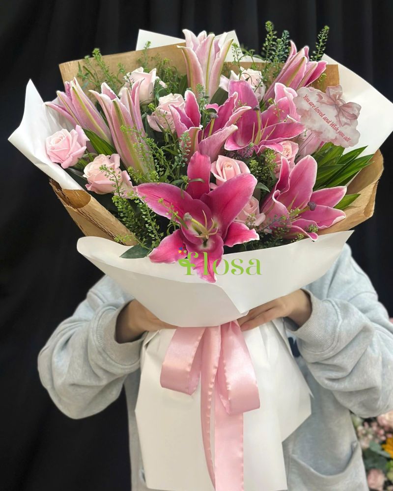  Bó Hoa Sắc Hồng Hạnh Phúc-HBD315 