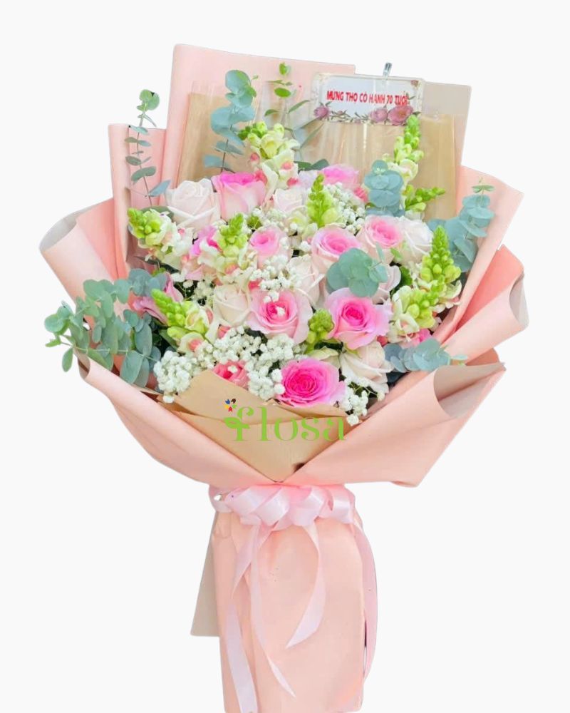  Bó Hoa Sắc Hồng Tinh Khôi-HBD323 