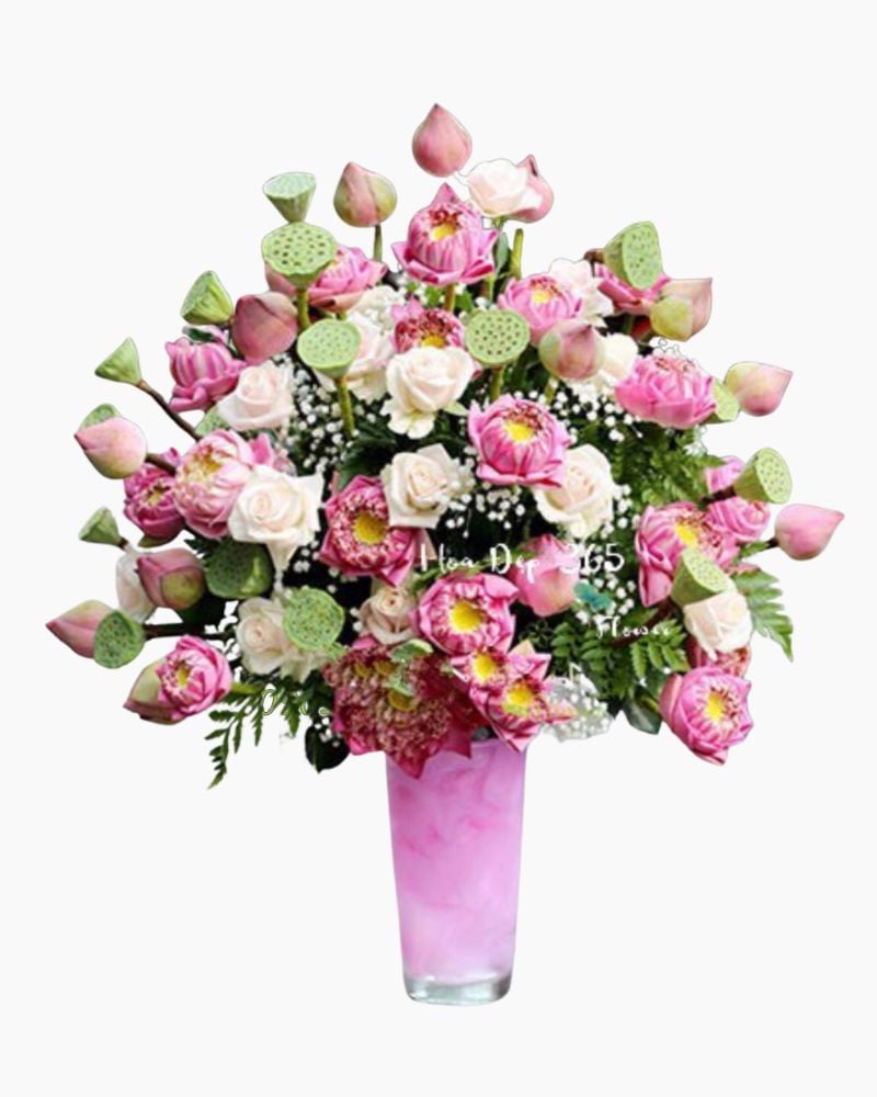  Bình Hoa Sen Hồng Tặng Mẹ - HCB31 - Hoa Tặng Mẹ 