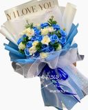 Blue and White Bouquet - HST07 - Hoa Hồng Sáp Thơm Đẹp 