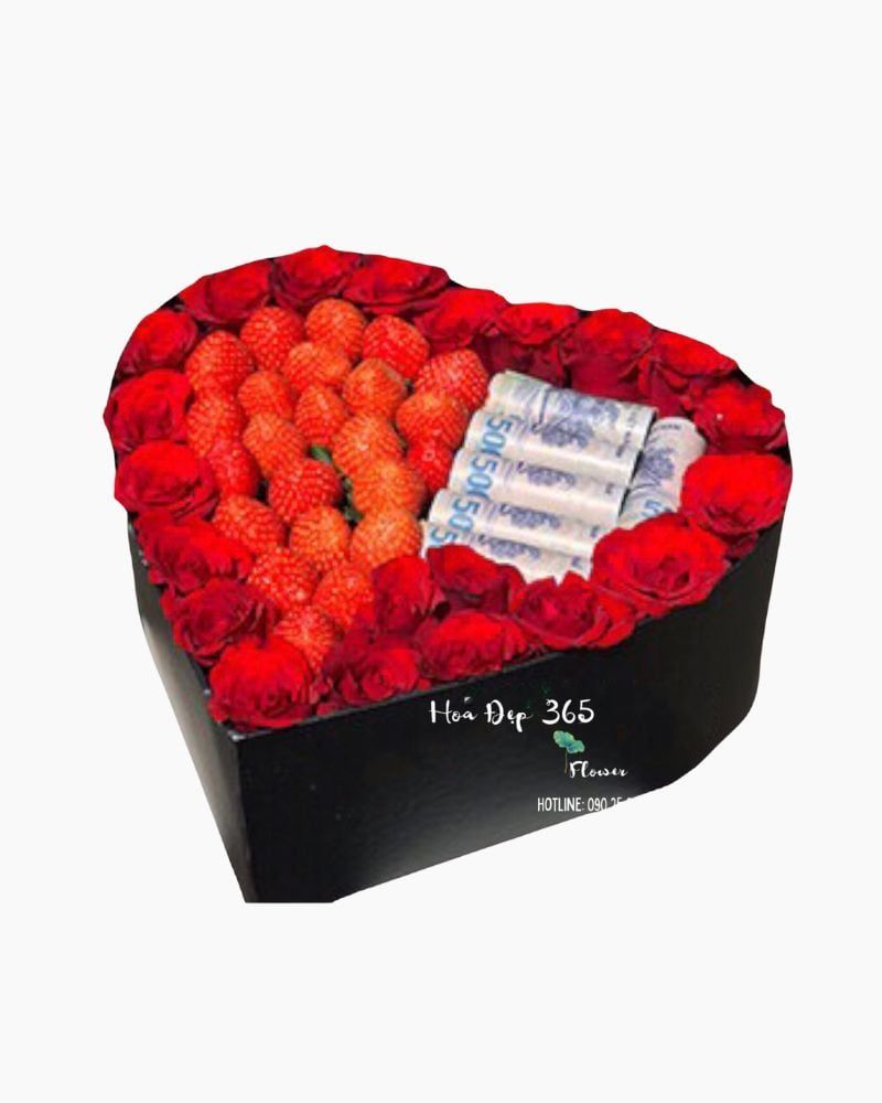  Hộp Quà Dâu Tây Mix Hoa Hồng - HH50 - Hoa 20/10 