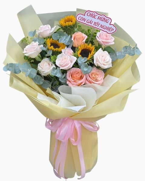 Hoa tặng người yêu đẹp nhất, bó hoa tặng bạn gái lãng mạn ý nghĩa: Bó Hoa Ánh Dương - HBD374