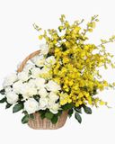  Giỏ Hoa Hồng Trắng Mix - GHV08 - Giỏ hoa tươi 