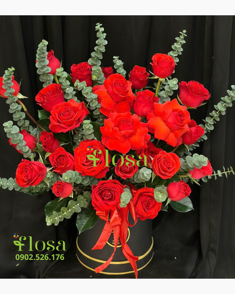  Hộp Hoa Đỏ Rượu  - HH101 