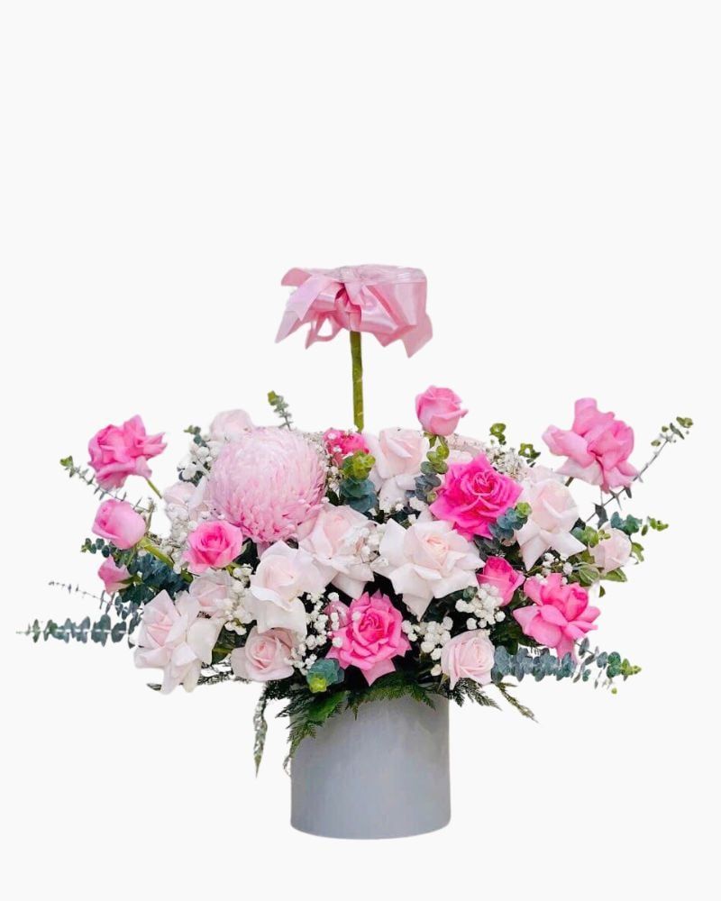  Hộp Hoa Bong Bóng Tone Hồng - HBB09 