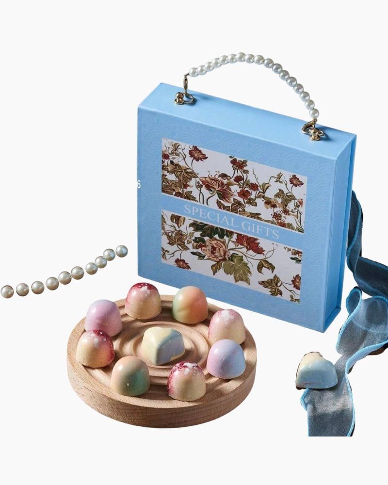  Hộp Chocolate Hoa Xanh Quai Xách Ngọc Trai - HCCL10 - Quà Tặng 14/2 