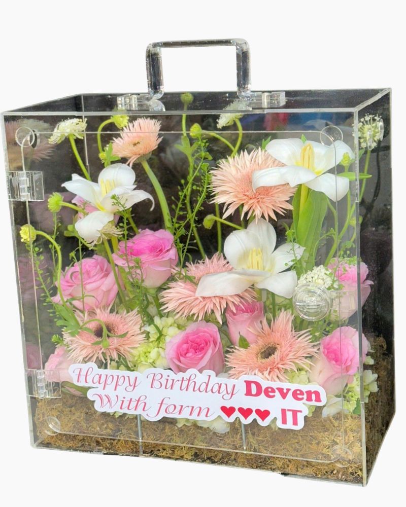  Hộp Hoa Nắng Hồng Trong Suốt - Hoa 20/10 - HH58 