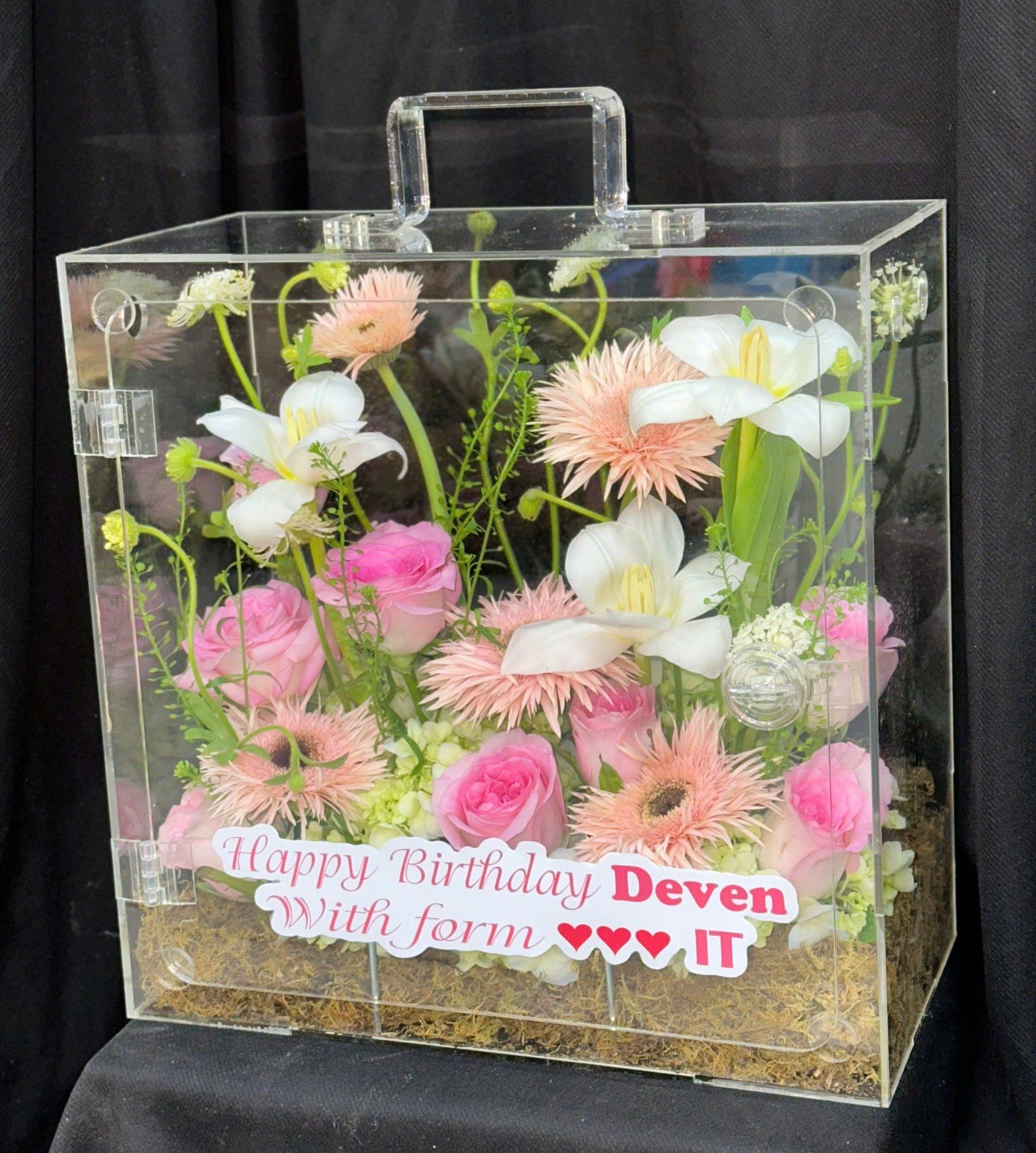  Hộp Hoa Nắng Hồng Trong Suốt - Hoa 20/10 - HH58 