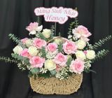  Hoa Giỏ Hồng Nhẹ Tình Thơ - Hoa 20/10 - HG69 
