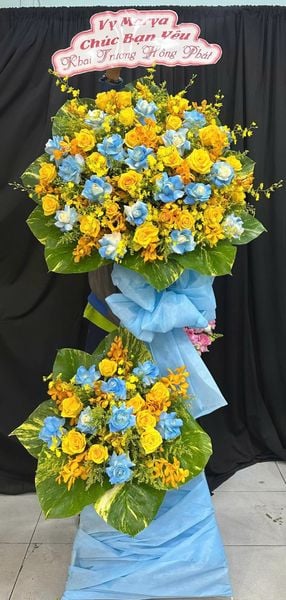 Mẫu Hoa Lan Tươi Đẹp: Kệ Hoa Khai Trương Vàng Son Tỏa Sáng - HCM72