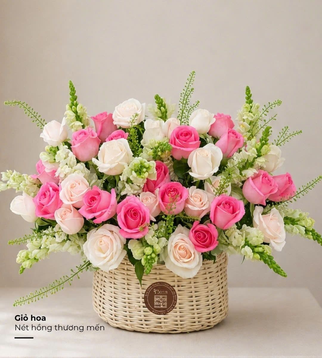  Giỏ Hoa Nét Hồng Thương Mến - GH98 
