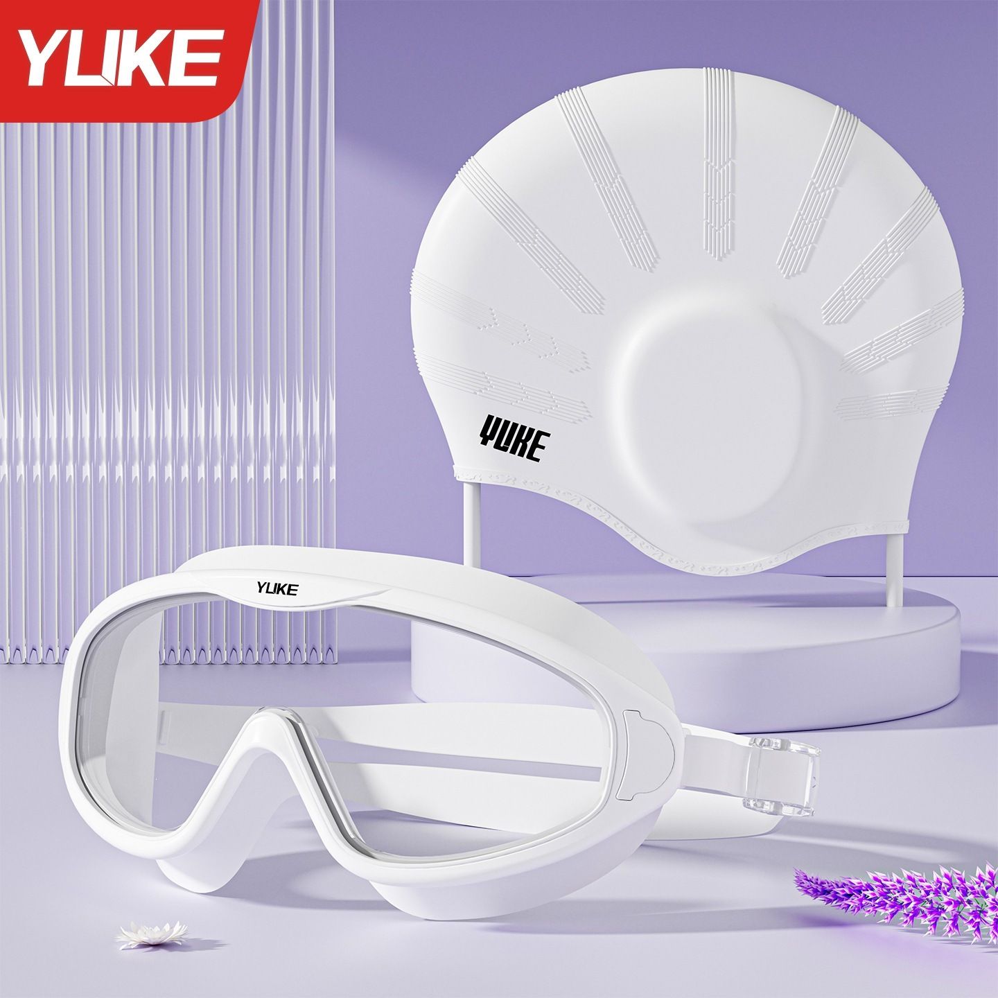 Yuke Bộ kính và mũ bơi trùm tai chống nước chính hãng YUKE - GJ019K – hapica