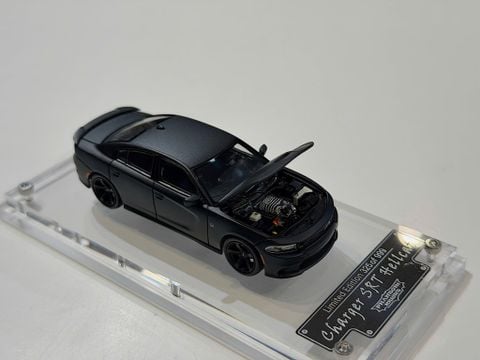  XE MÔ HÌNH DODGE CHARGER SRT HELLCAT MATT BLACK,TỶ LỆ 1/64 PHANTOM KNIGHT 