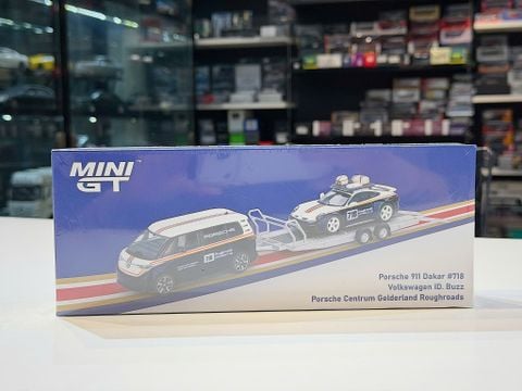  XE MÔ HÌNH Porsche 911 Dakar #718 / Volkswagen ID. Buzz Porsche Centrum Gelderland Roughroads Set,1/64 MINIGT 