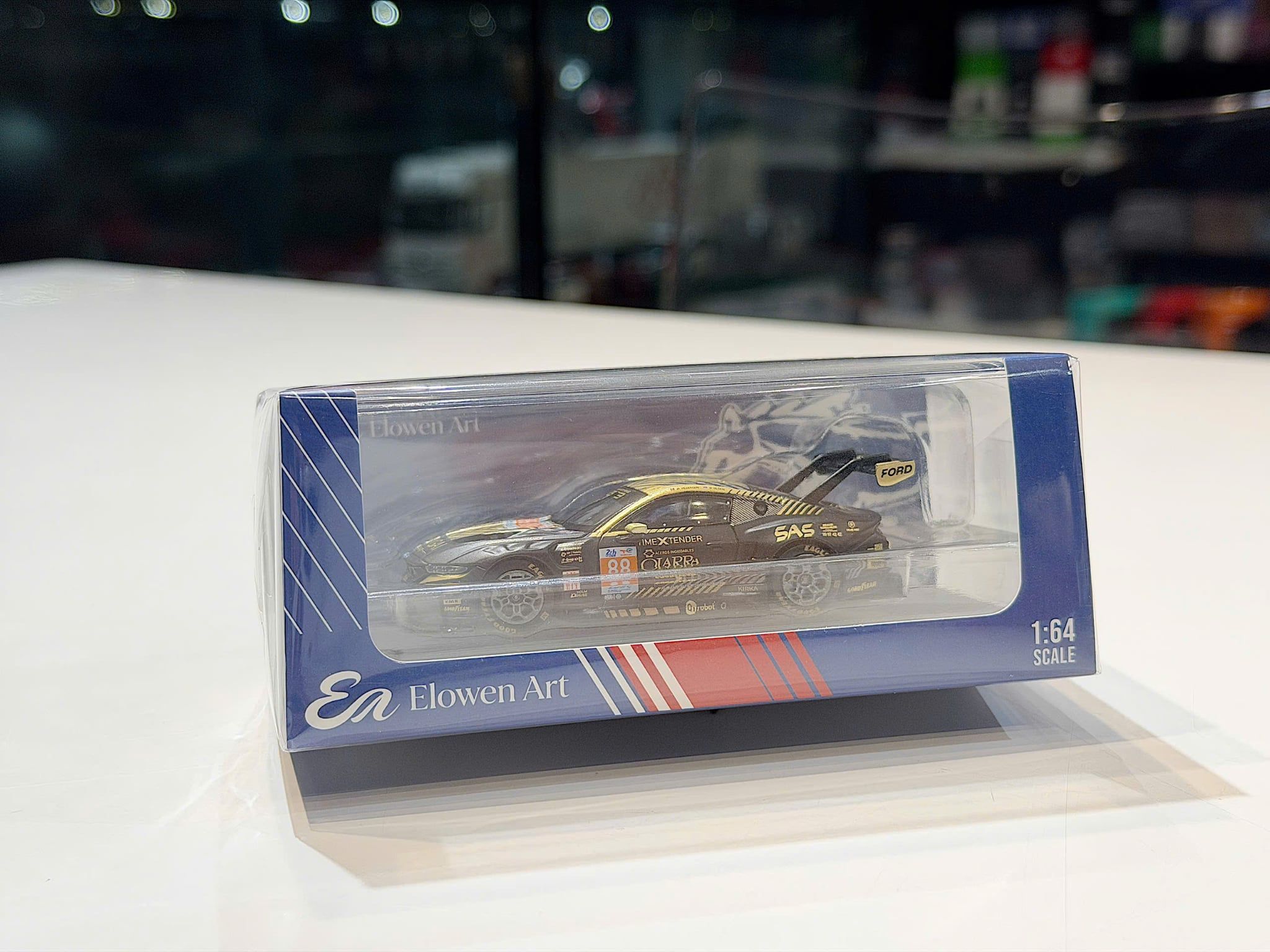 XE MÔ HÌNH FORD MUSTANG GT3 24 HOURS OF LE MANS,TỶ LỆ 1/64 ELOWEN ART