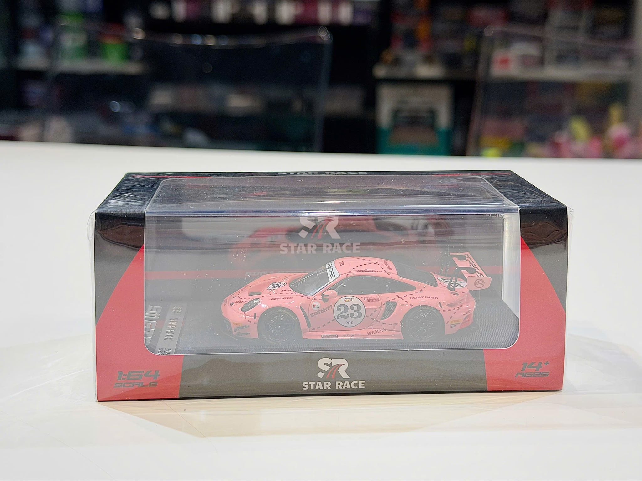 XE MÔ HÌNH PORSCHE 911 GT3 R PINK PIG LIVERY,TỶ LỆ 1/64 STAR RACE