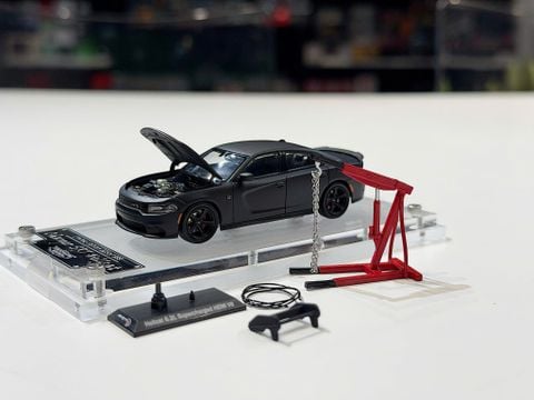  XE MÔ HÌNH DODGE CHARGER SRT HELLCAT MATT BLACK,TỶ LỆ 1/64 PHANTOM KNIGHT 