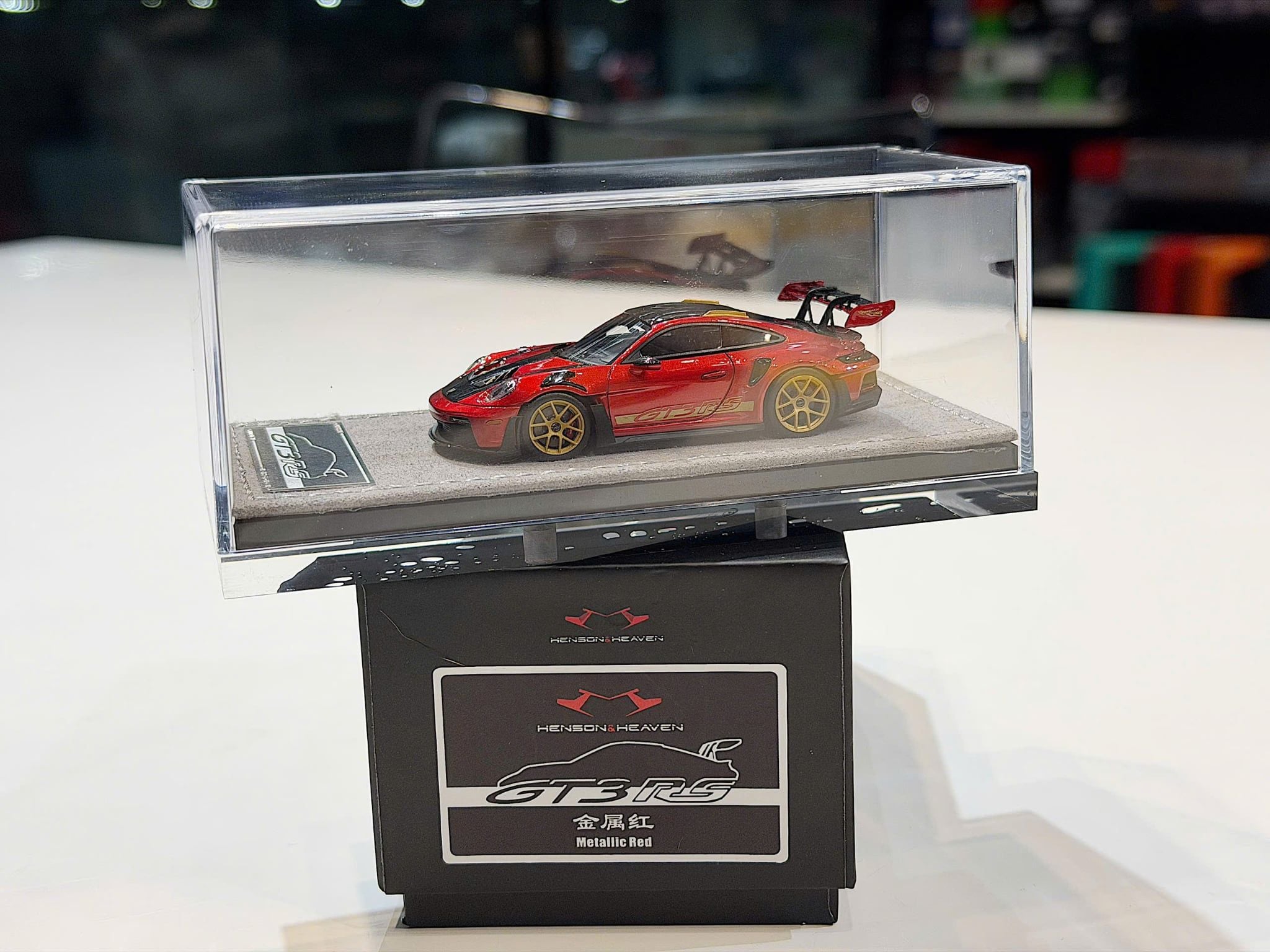 XE MÔ HÌNH PORSCHE 911 GTR RS RED METALLIC,TỶ LỆ 1/64 HENSON HEAVEN